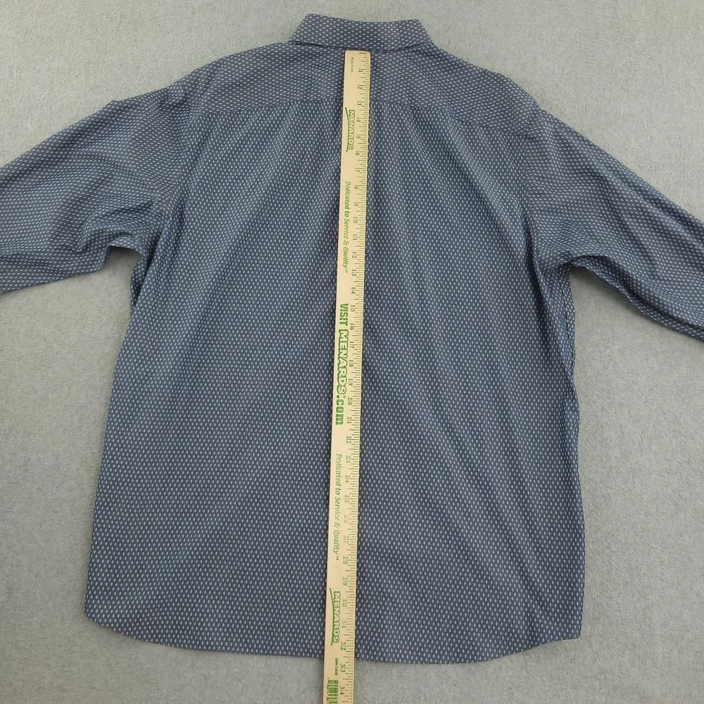 Banana Republic Dress Shirt Mens 18 34/35 Blue Geometric Slim Fit Non Iron
